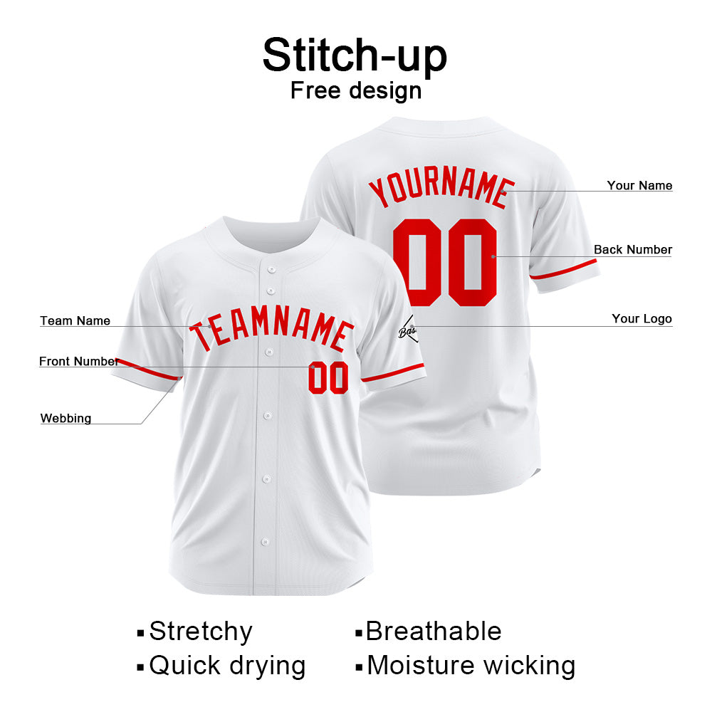 Benutzerdefinierte Authentisch Baseball-Trikot weiß-Rot
