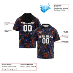 Benutzerdefinierte Schwarz Kurzarm-Kapuzenpullover für Männer Frauen Hemden mit Kapuzen gedruckt Name Logo