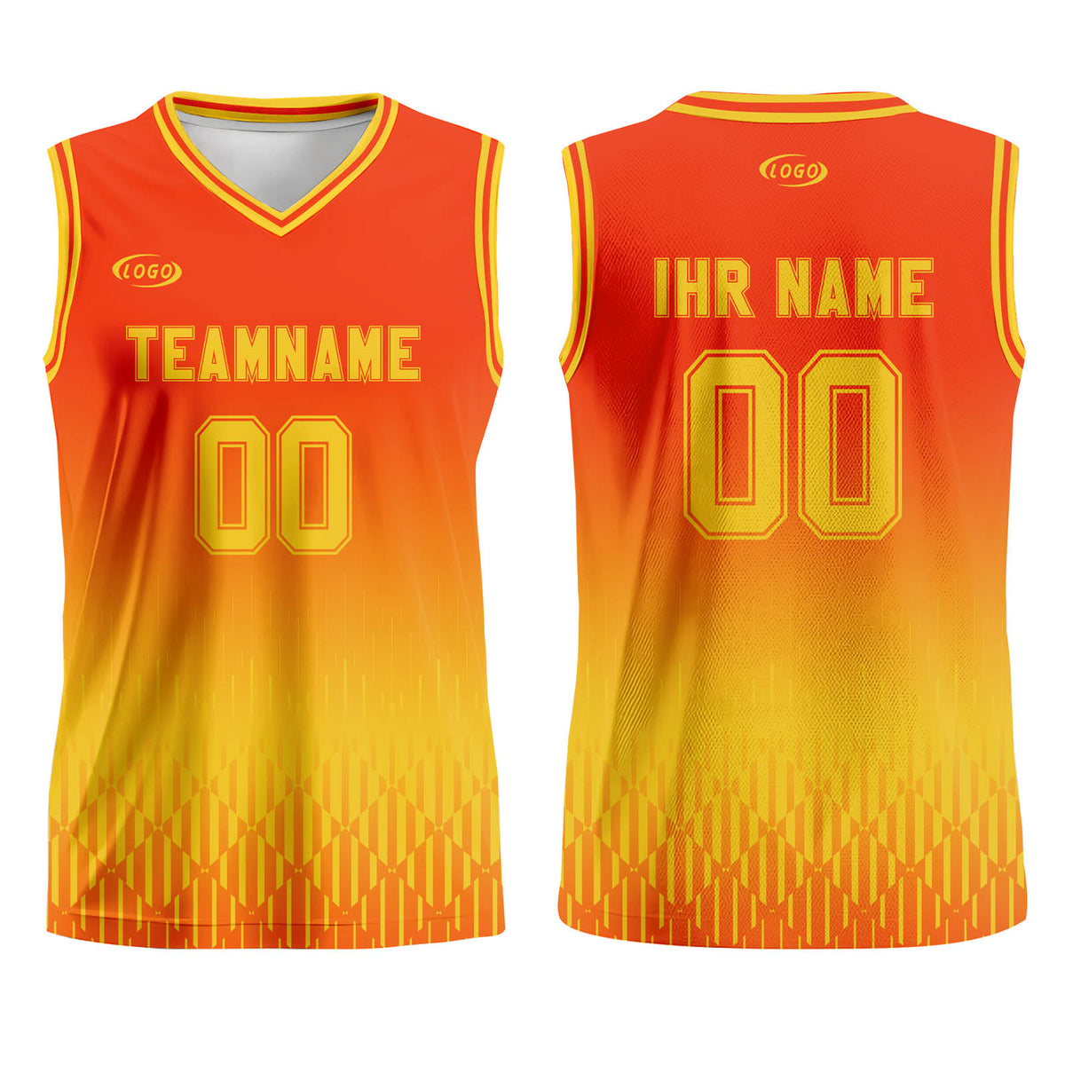 Benutzerdefinierter Orange Gelb Farbverlauf Basketball Jersey Uniform Anzug gedruckt Ihr Logo Name Nummer