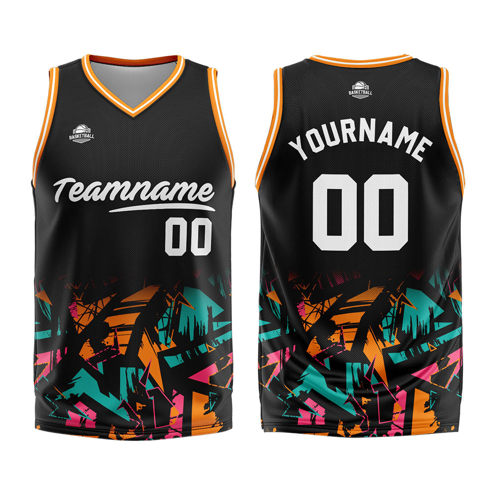 Benutzerdefinierter Basketball Jersey Uniform Anzug gedruckt Ihr Logo Name Nummer Schwarz&Orange