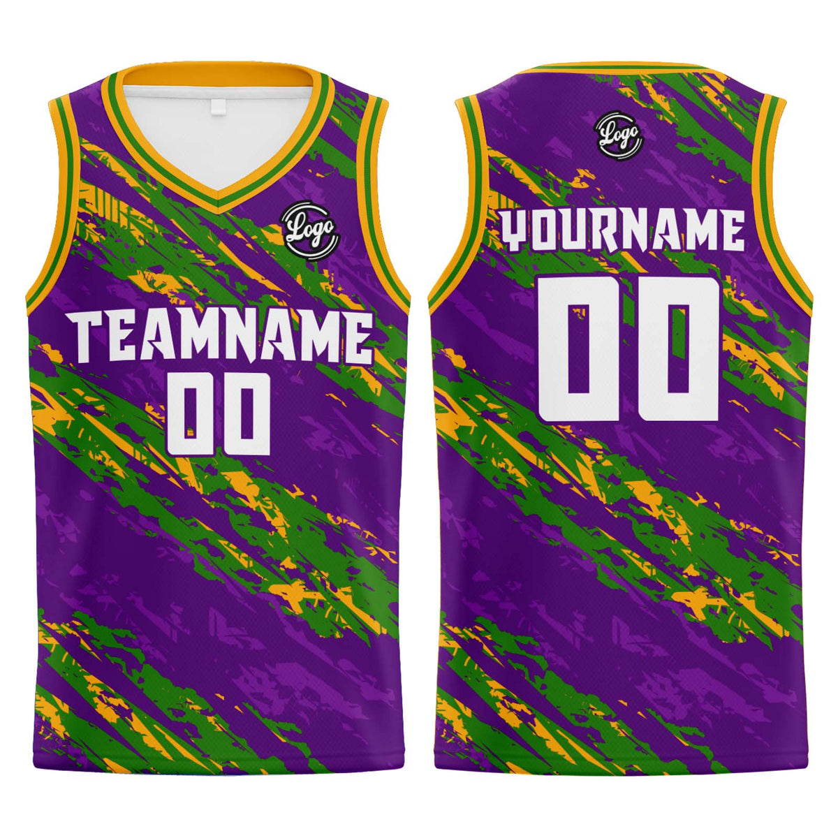 Benutzerdefinierter Lila Grün Basketball Jersey Uniform Anzug gedruckt Ihr Logo Name Nummer
