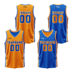 Benutzerdefinierte Orange Blau Reversible Basketball Jersey Personalisierte Drucken Name Nummer Logo