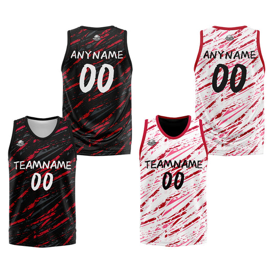 Benutzerdefinierte Reversible Basketball Jersey Personalisierte Print Name Nummer Logo Schaden-Rot