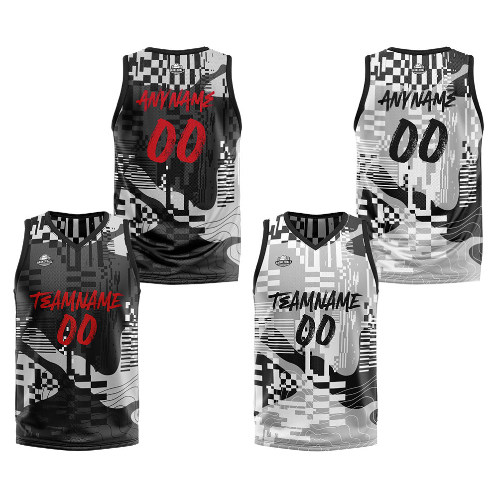Benutzerdefinierte Reversible Basketball Jersey Personalisierte Print Name Nummer Logo Schwarz&Grau