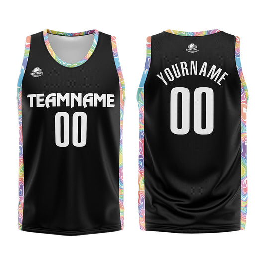 Benutzerdefinierter Basketball Jersey Uniform Anzug gedruckt Ihr Logo Name Nummer Schwarz