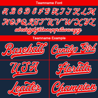 Benutzerdefinierte Authentisch Baseball-Trikot Marine-Rot