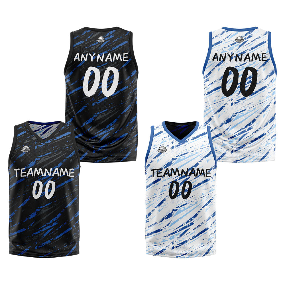 Benutzerdefinierte Reversible Basketball Jersey Personalisierte Print Name Nummer Logo Schaden-Blau