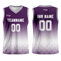 Benutzerdefinierter Lila Weiß Farbverlauf Basketball Jersey Uniform Anzug gedruckt Ihr Logo Name Nummer