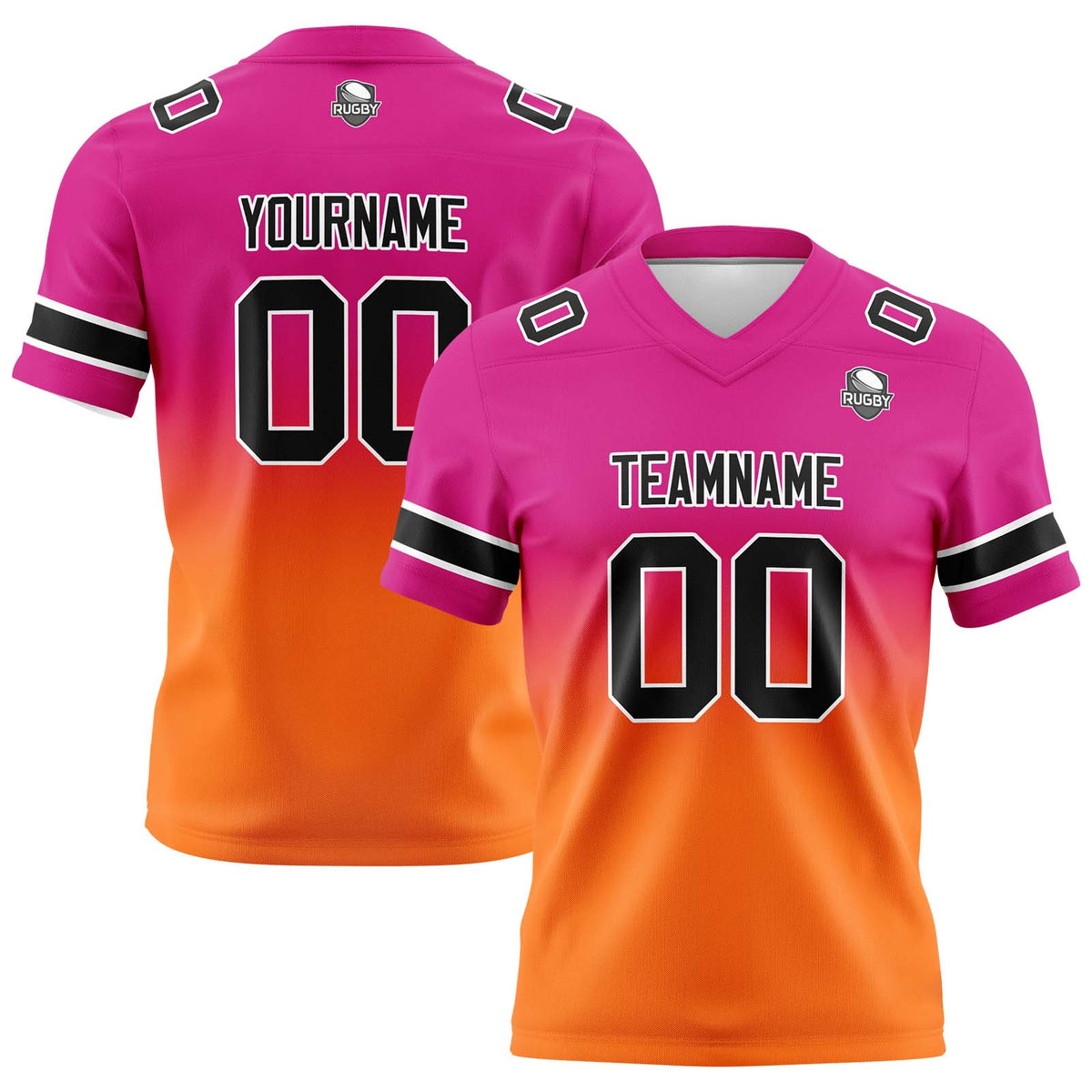 Benutzerdefinierte Gradient Fußball Trikots Personalisierte Name Nummer Logo Rose&Orange
