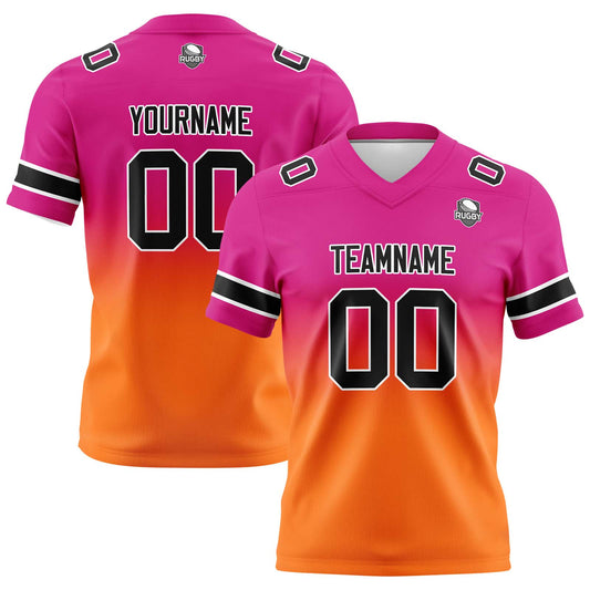 Benutzerdefinierte Gradient Fußball Trikots Personalisierte Name Nummer Logo Rose&Orange
