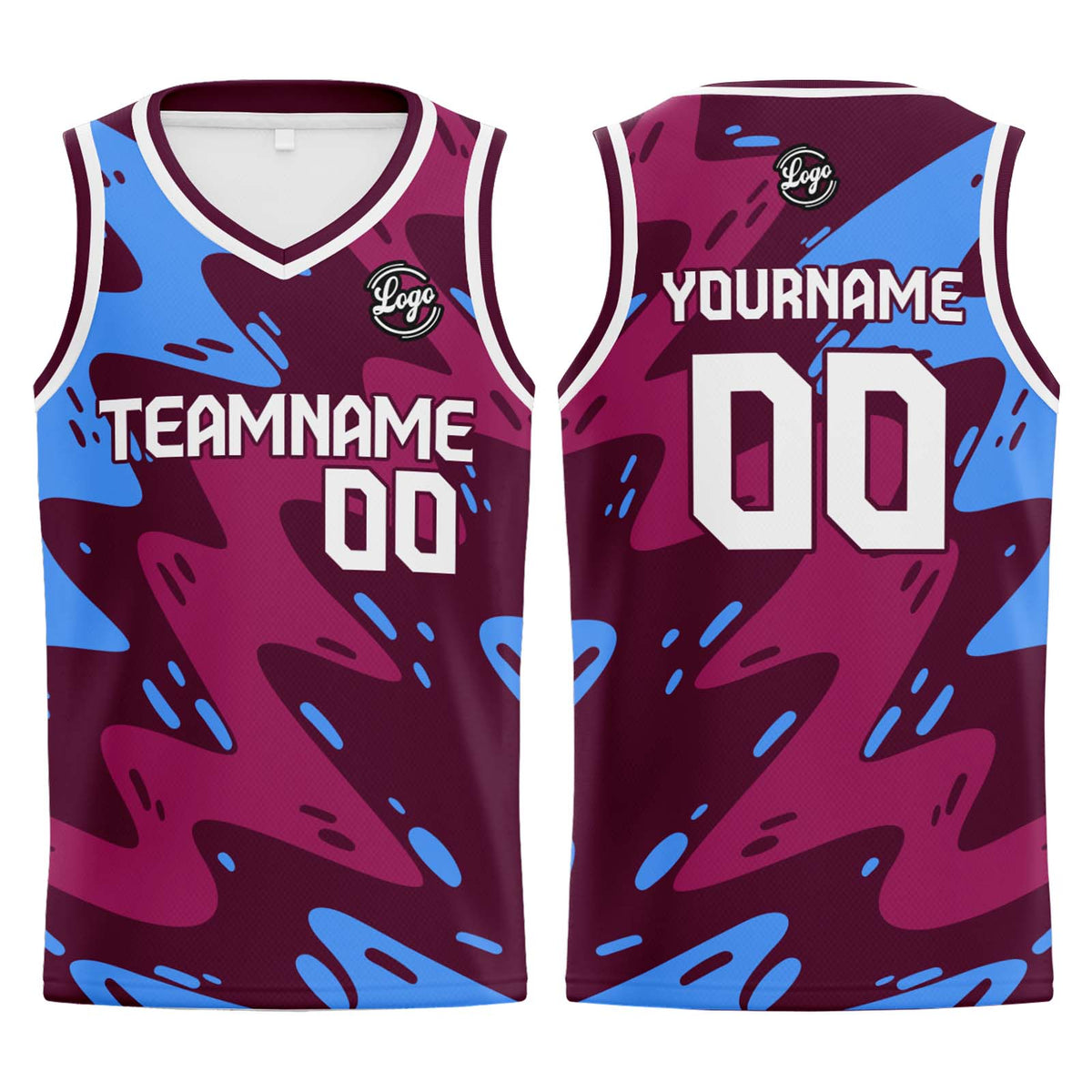 Benutzerdefinierter Burgunder Light Basketball Jersey Uniform Anzug gedruckt Ihr Logo Name Nummer