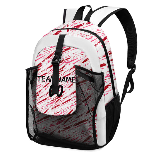 Anpassen  Weiß  Rot Sport Rucksäcke Mit Personalisiert Namen, Zahlen und Logos