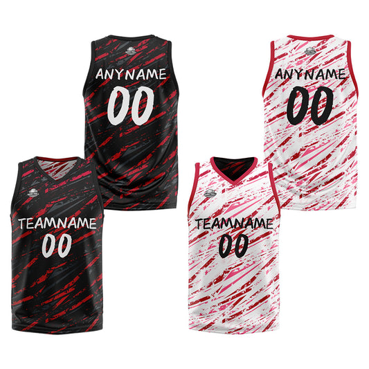 Benutzerdefinierte Reversible Basketball Jersey Personalisierte Print Name Nummer Logo Schaden-Rot