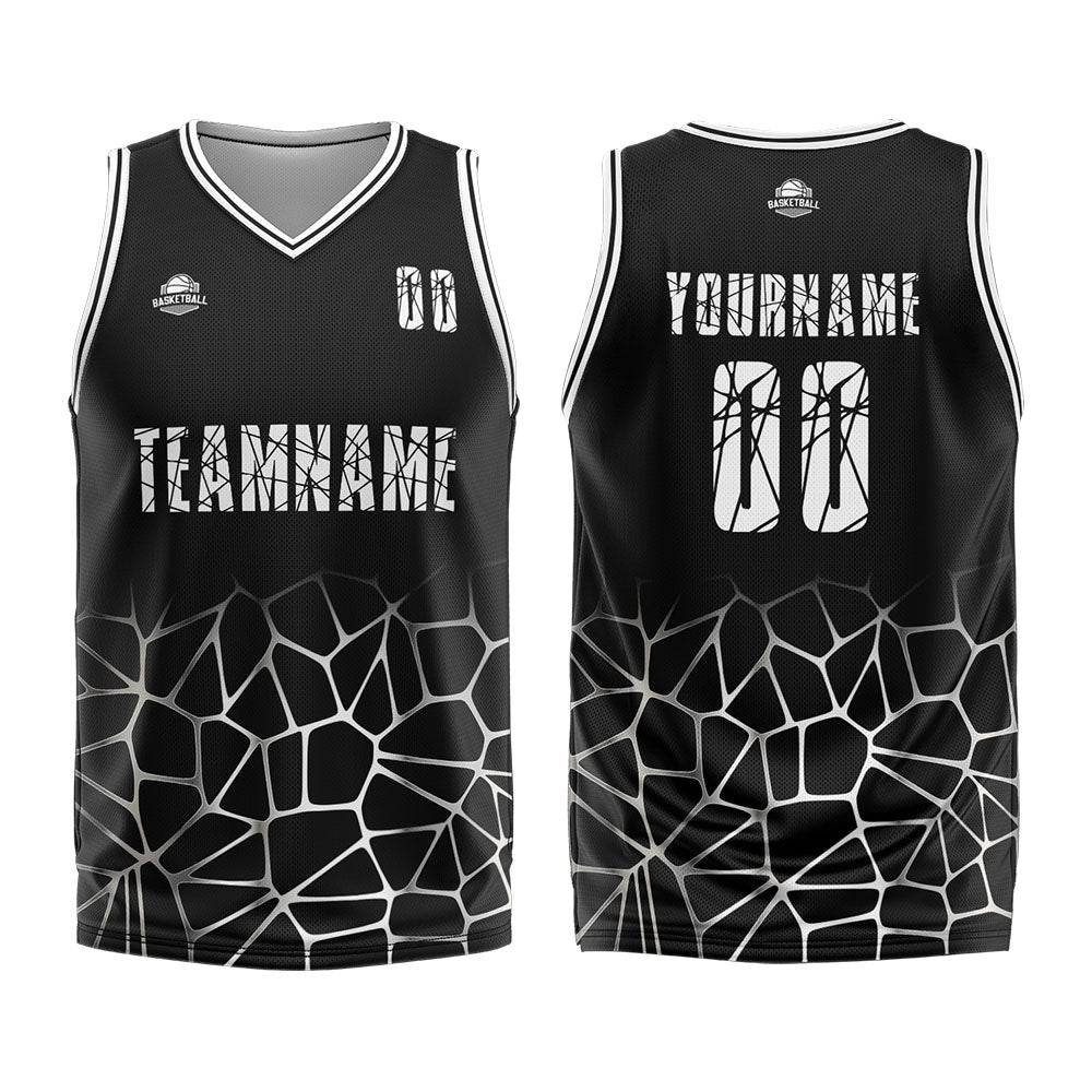 Benutzerdefinierter Basketball Jersey Uniform Anzug gedruckt Ihr Logo Name Nummer Schwarz&Weiß