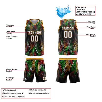 Benutzerdefinierter Schwarz Orange Basketball Jersey Uniform Anzug gedruckt Ihr Logo Name Nummer