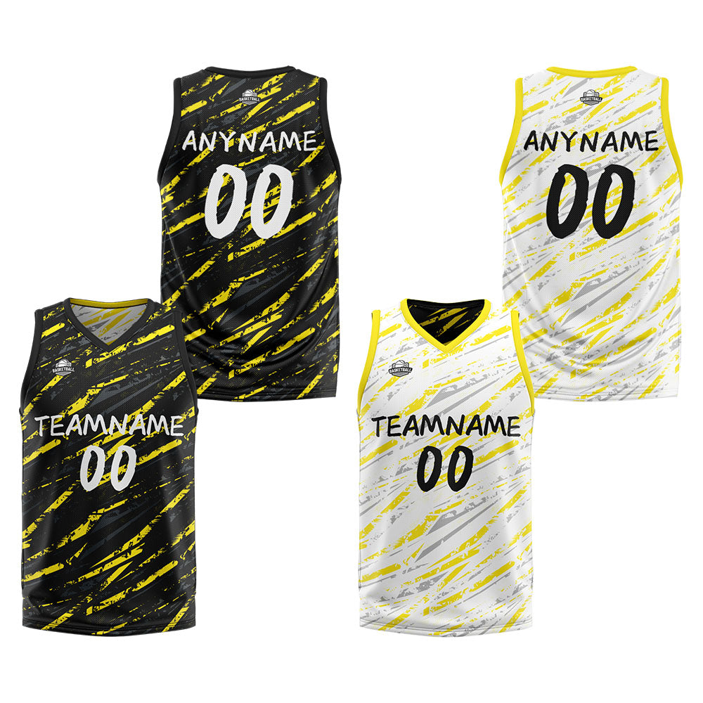 Benutzerdefinierte Reversible Basketball Jersey Personalisierte Print Name Nummer Logo Schaden-Gelb