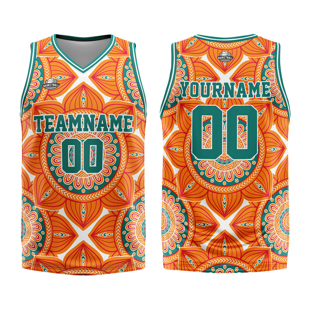 Benutzerdefinierter Basketball Jersey Uniform Anzug gedruckt Ihr Logo Name Nummer Orange