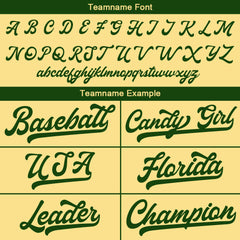 Benutzerdefinierte Authentisch Baseball-Trikot Gold-Dunkelgrün