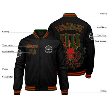 Benutzerdefinierte Verlauf Varsity-Jacke. Letterman-Jacke Rot Grün