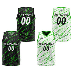 Benutzerdefinierte Reversible Basketball Jersey Personalisierte Print Name Nummer Logo Schaden-Grün