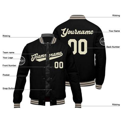 Benutzerdefinierte Verlauf Varsity-Jacke. Letterman-Jacke Grau Schwarz Creme