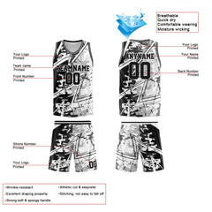 Benutzerdefinierte Reversible Basketball Jersey Personalisierte Print Name Nummer Logo Schwarz&Grau