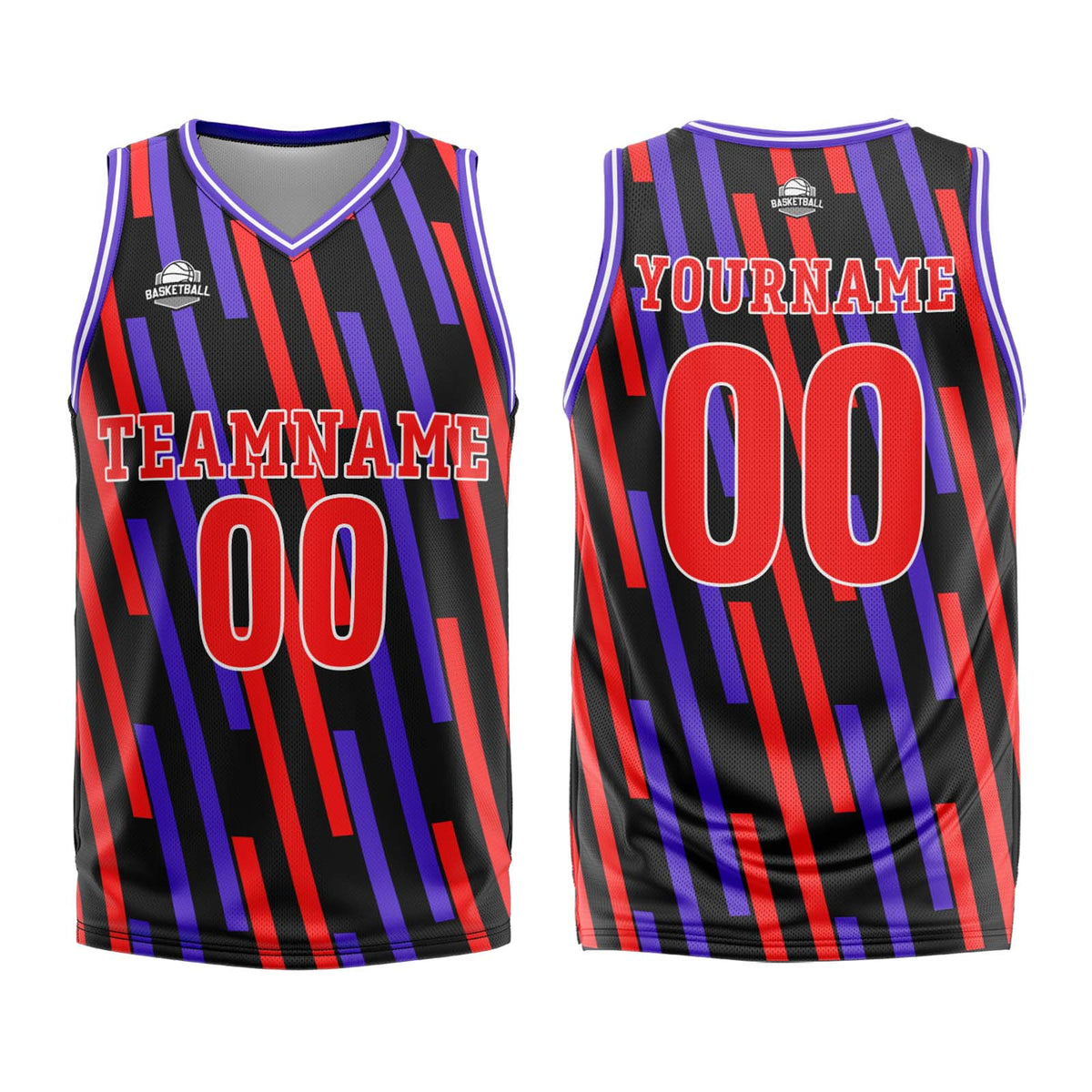 Benutzerdefinierter Rot Lila Basketball Jersey Uniform Anzug gedruckt Ihr Logo Name Nummer