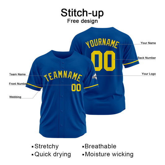 Benutzerdefinierte Authentisch Baseball-Trikot Königsgelb