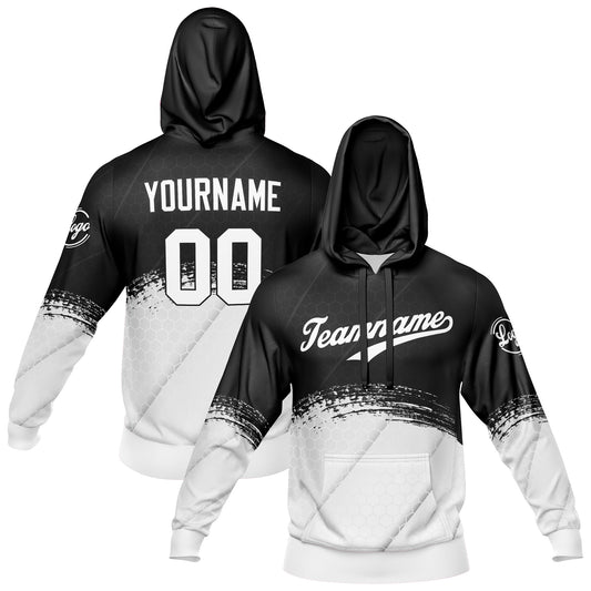 Benutzerdefiniert Schwarz Weiß Tarnung Sport Jersey Satz Trainingsanzug Zur Seite fahren Kapuzenpullover Oberteile und Hose Satz Königlich