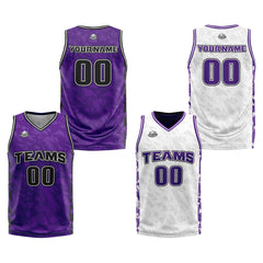 Benutzerdefinierte Lila Reversible Basketball Jersey Personalisierte Print Name Nummer Logo