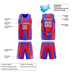 Benutzerdefinierte Reversible Basketball Jersey Personalisierte Print Name Nummer Logo Rot &Royal