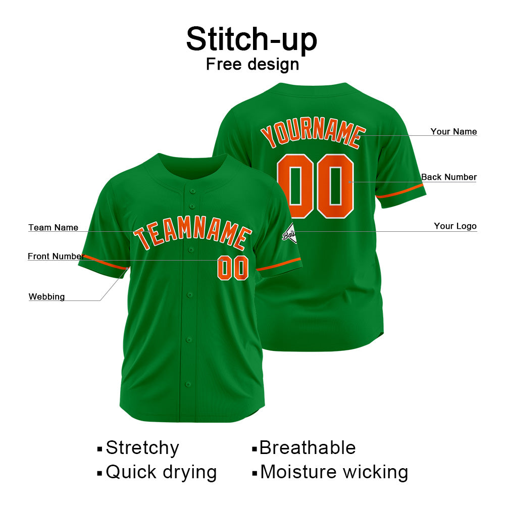 Benutzerdefinierte Authentisch Baseball-Trikot  Kelly Grün-Orange