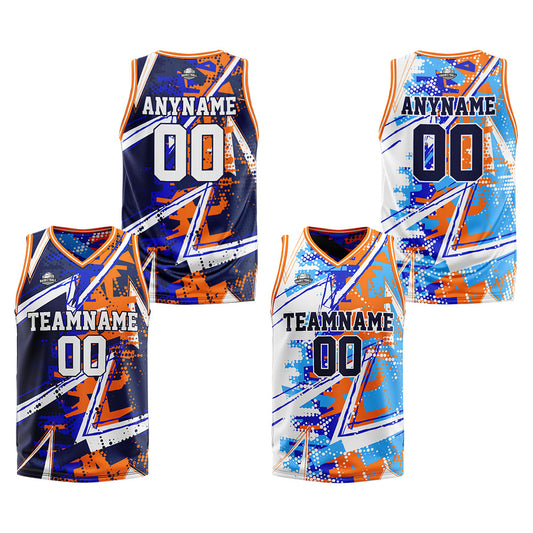 Benutzerdefinierte Reversible Basketball Jersey Personalisierte Print Name Nummer Logo Royal&Orange