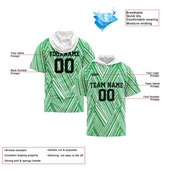 Benutzerdefinierte Weiß Grün Kurzarm-Kapuzenpullover für Männer Frauen Hemden mit Kapuzen gedruckt Name Logo