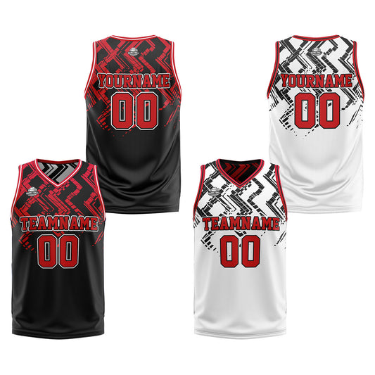 Benutzerdefinierte Schwarz Rot Reversible Basketball Jersey Personalisierte Print Name Nummer Logo