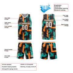 Benutzerdefinierter Aqua Orange Basketball Jersey Uniform Anzug gedruckt Ihr Logo Name Nummer