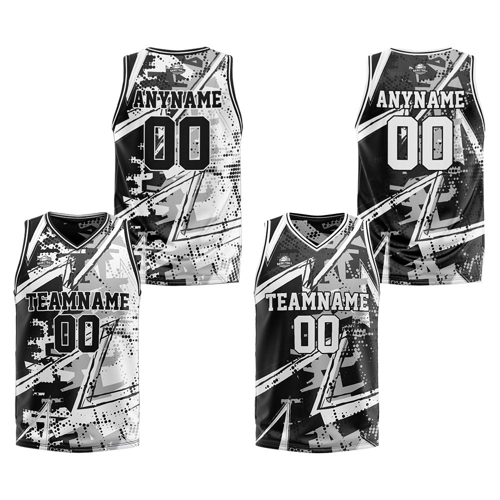 Benutzerdefinierte Reversible Basketball Jersey Personalisierte Print Name Nummer Logo Schwarz&Grau