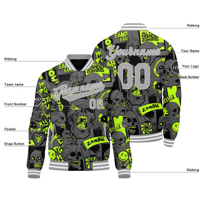 Benutzerdefinierte Grau Varsity-Jacke. Letterman-Jacke für Männer, Frauen und Jugendliche