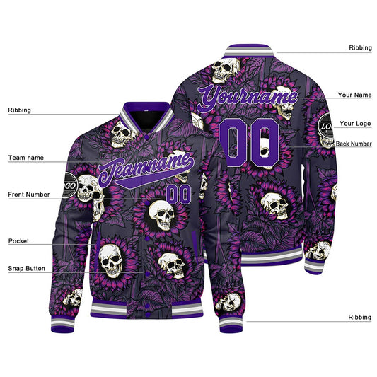 Benutzerdefinierte Lila Varsity-Jacke. Letterman-Jacke für Männer, Frauen und Jugendliche