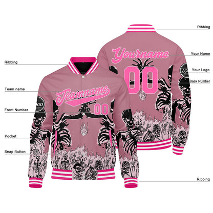 Benutzerdefinierte Rosa Varsity-Jacke. Letterman-Jacke für Männer, Frauen und Jugendliche