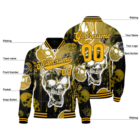 Benutzerdefinierte Gelb Varsity-Jacke. Letterman-Jacke für Männer, Frauen und Jugendliche