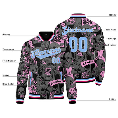 Benutzerdefinierte Pulver Blau Varsity-Jacke. Letterman-Jacke für Männer, Frauen und Jugendliche