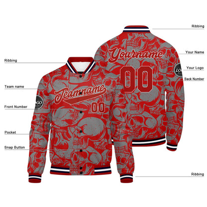 Benutzerdefinierte Rot Grau Varsity-Jacke. Letterman-Jacke für Männer, Frauen und Jugendliche