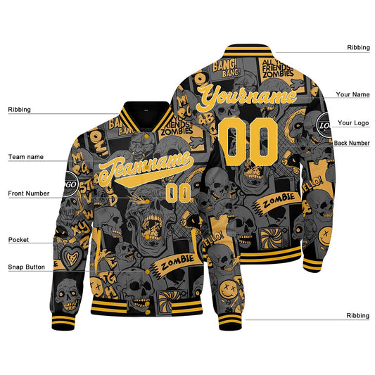 Benutzerdefinierte Orange Varsity-Jacke. Letterman-Jacke für Männer, Frauen und Jugendliche