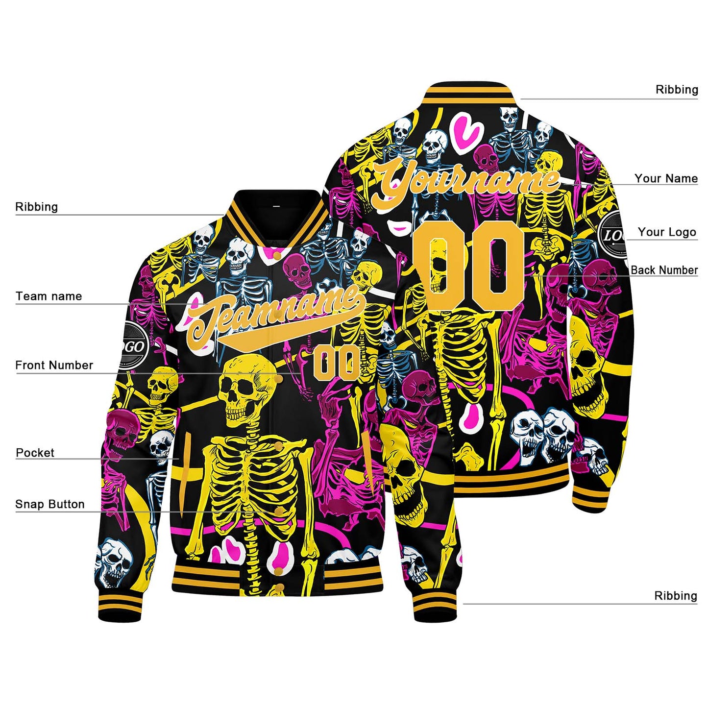 Benutzerdefinierte Gelb Varsity-Jacke. Letterman-Jacke für Männer, Frauen und Jugendliche