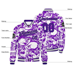 Benutzerdefinierte Lila Varsity-Jacke. Letterman-Jacke für Männer, Frauen und Jugendliche