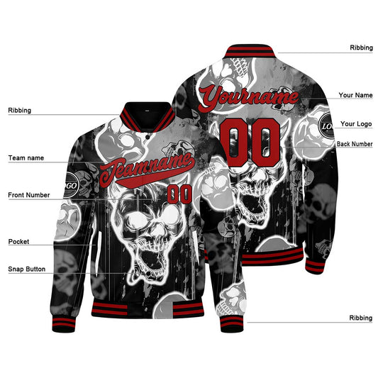 Benutzerdefinierte Schwarz Varsity-Jacke. Letterman-Jacke für Männer, Frauen und Jugendliche