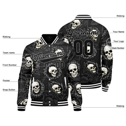 Benutzerdefinierte Schwarz Weiß Varsity-Jacke. Letterman-Jacke für Männer, Frauen und Jugendliche