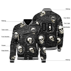 Benutzerdefinierte Schwarz Weiß Varsity-Jacke. Letterman-Jacke für Männer, Frauen und Jugendliche