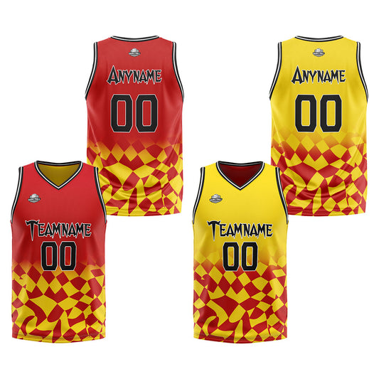 Benutzerdefinierte Reversible Basketball Jersey Personalisierte Print Name Nummer Logo Gitter-Rot&Schwarz